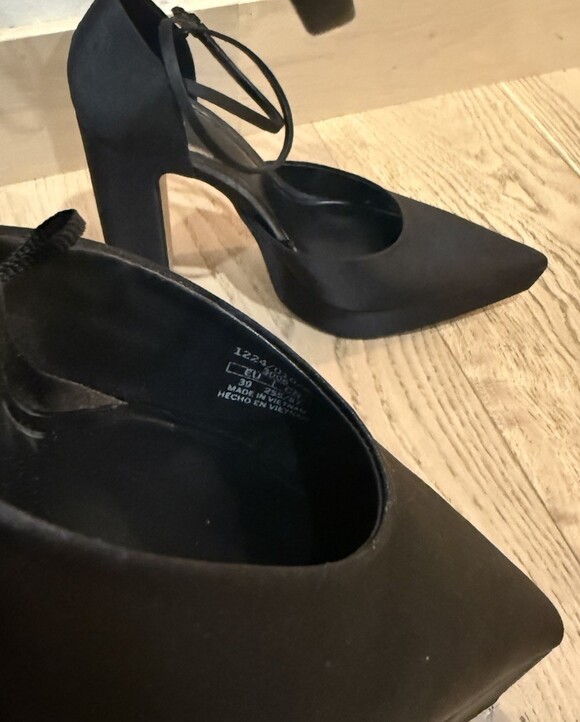 zara Heeled platform shoes black Womens 39 8 Satin Pointed Toe High Heel - Picture 3 of 7